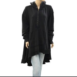 Black Hooded Sweatshirt Poncho